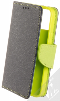 1Mcz Fancy Book flipové pouzdro pro Apple iPhone 12 mini modrá limetkově zelená (blue lime)