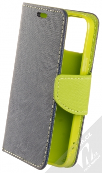 1Mcz Fancy Book flipové pouzdro pro Apple iPhone 13 mini modrá limetkově zelená (blue lime)