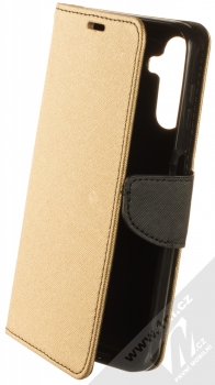 1Mcz Fancy Book flipové pouzdro pro Samsung Galaxy A14 4G, Galaxy A14 5G zlatá černá (gold black)