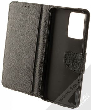 1Mcz Fancy Book flipové pouzdro pro Xiaomi Redmi Note 12 5G, Poco X5 černá (black) otevřené