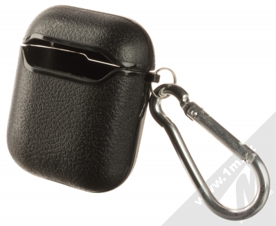 1Mcz Faux Leather pouzdro pro sluchátka Apple AirPods černá (black)