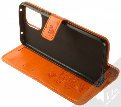 1Mcz GlypticaL Roj motýlů 1 Book flipové pouzdro pro Xiaomi Mi 11 Lite, Mi 11 Lite 5G oranžová (orange) stojánek