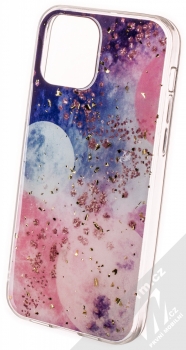 1Mcz Gold Glam Galaxie TPU ochranný kryt pro Apple iPhone 12, iPhone 12 Pro tmavě modrá růžová (dark blue pink)