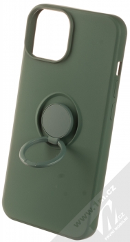 1Mcz Grip Ring ochranný kryt s držákem na prst pro Apple iPhone 14 tmavě zelená (forest green) držák
