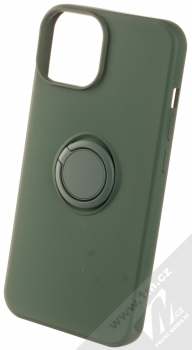 1Mcz Grip Ring ochranný kryt s držákem na prst pro Apple iPhone 14 tmavě zelená (forest green)