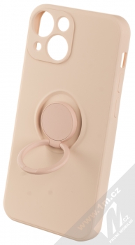 1Mcz Grip Ring Skinny ochranný kryt s držákem na prst pro Apple iPhone 13 mini světle růžová (powder pink) držák