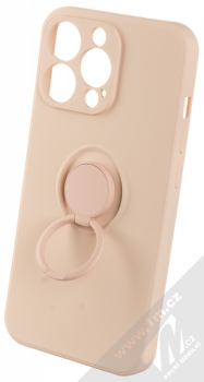 1Mcz Grip Ring Skinny ochranný kryt s držákem na prst pro Apple iPhone 13 Pro světle růžová (powder pink) držák