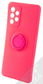 1Mcz Grip Ring Skinny ochranný kryt s držákem na prst pro Samsung Galaxy A52, Galaxy A52 5G, Galaxy A52s sytě růžová (hot pink)