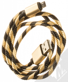 1Mcz Hat Prince Braided opletený USB kabel s microUSB konektorem zlatá černá (gold black) komplet