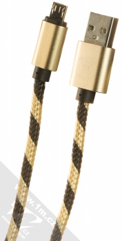 1Mcz Hat Prince Braided opletený USB kabel s microUSB konektorem zlatá černá (gold black)
