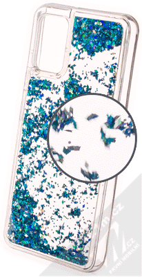 1Mcz Liquid Diamond Sparkle ochranný kryt s přesýpacím efektem třpytek pro Samsung Galaxy A03s tyrkysová (turquoise)
