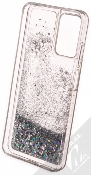 1Mcz Liquid Diamond Sparkle ochranný kryt s přesýpacím efektem třpytek pro Xiaomi Redmi 10, Redmi Note 11 4G stříbrná (silver) zepředu