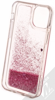 1Mcz Liquid Heart Sparkle ochranný kryt s přesýpacím efektem třpytek pro Apple iPhone 13 mini světle růžová (light pink) zepředu
