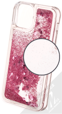 1Mcz Liquid Heart Sparkle ochranný kryt s přesýpacím efektem třpytek pro Apple iPhone 13 mini světle růžová (light pink)