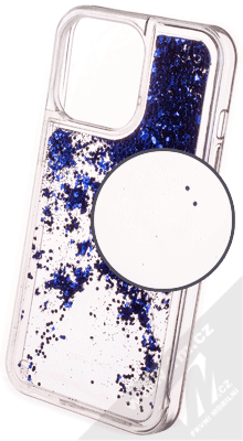 1Mcz Liquid Hexagon Sparkle ochranný kryt s přesýpacím efektem třpytek pro Apple iPhone 13 Pro modrá (blue)