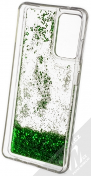 1Mcz Liquid Hexagon Sparkle ochranný kryt s přesýpacím efektem třpytek pro Samsung Galaxy A52, Galaxy A52 5G zelená (green) zepředu