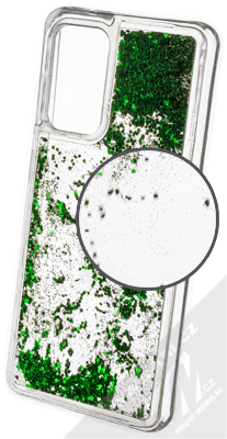 1Mcz Liquid Hexagon Sparkle ochranný kryt s přesýpacím efektem třpytek pro Samsung Galaxy A52, Galaxy A52 5G zelená (green)