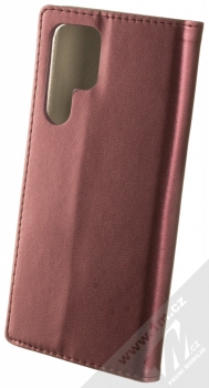 1Mcz Magnetic Book flipové pouzdro pro Samsung Galaxy S22 Ultra tmavě červená (dark red) zezadu