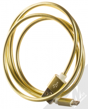 1Mcz Metal Braided opletený USB kabel s microUSB konektorem zlatá (gold) komplet