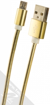 1Mcz Metal Braided opletený USB kabel s microUSB konektorem zlatá (gold)