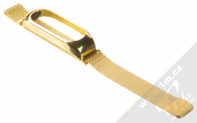1Mcz Milanese Wristband magnetický pásek z leštěného kovu na zápěstí pro Xiaomi Mi Band 5, Mi Band 6, Mi Band 7 zlatá (gold) rozepnuté