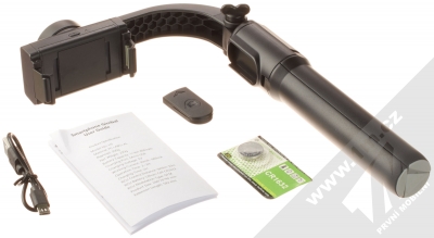 1Mcz PH55 Smart Gimbal Selfie Stick selfie tyčka a stativ se stabilizátorem a bezdrátovým tlačítkem spouště přes Bluetooth černá (black) balení