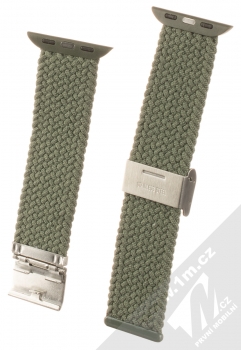 1Mcz Pletený řemínek s přezkou pro Apple Watch 38mm, Watch 40mm, Watch 41mm armádní zelená (army green) zezadu