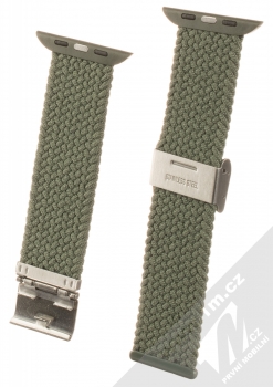 1Mcz Pletený řemínek s přezkou pro Apple Watch 42mm, Watch 44mm, Watch 45mm armádní zelená (army green) zezadu