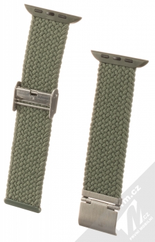 1Mcz Pletený řemínek s přezkou pro Apple Watch 42mm, Watch 44mm, Watch 45mm armádní zelená (army green)