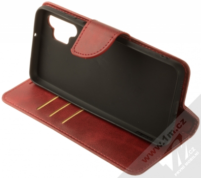 1Mcz Porter Book flipové pouzdro pro Samsung Galaxy A32 5G, Galaxy M32 5G tmavě červená (dark red) stojánek