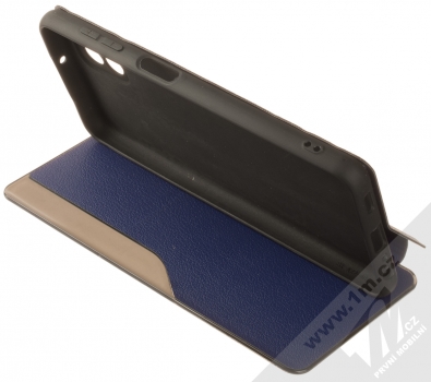 1Mcz Smart View TPU flipové pouzdro pro Samsung Galaxy A22 tmavě modrá (dark blue) stojánek