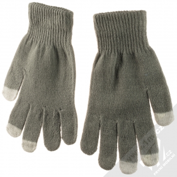 1Mcz Touch Gloves Basic pletené rukavice pro kapacitní dotykový displej šedá (grey) dlaň rukou