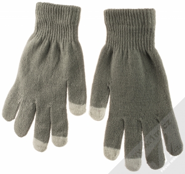 1Mcz Touch Gloves Basic pletené rukavice pro kapacitní dotykový displej šedá (grey) hřbet rukou