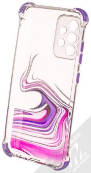 1Mcz Trendy Vodomalba Anti-Shock Skinny TPU ochranný kryt pro Samsung Galaxy A52, Galaxy A52 5G průhledná růžová fialová (transparent pink violet) zepředu