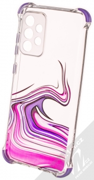1Mcz Trendy Vodomalba Anti-Shock Skinny TPU ochranný kryt pro Samsung Galaxy A52, Galaxy A52 5G průhledná růžová fialová (transparent pink violet)