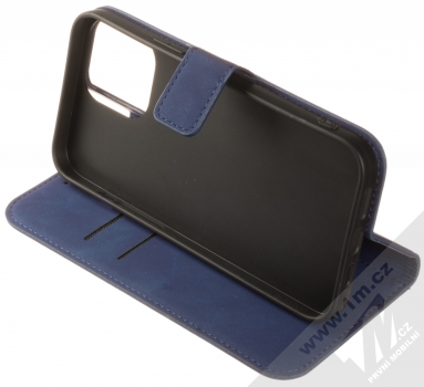 1Mcz Velvet Book flipové pouzdro pro Apple iPhone 13 Pro Max tmavě modrá (dark blue) stojánek