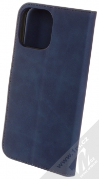 1Mcz Velvet Book flipové pouzdro pro Apple iPhone 13 Pro Max tmavě modrá (dark blue) zezadu