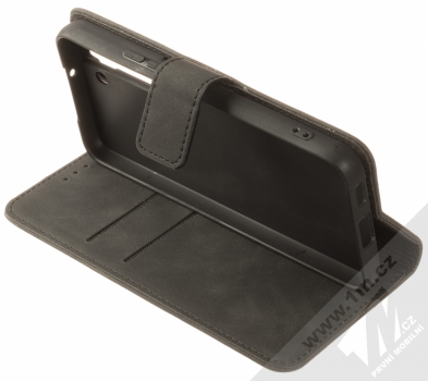 1Mcz Velvet Book flipové pouzdro pro Samsung Galaxy S22 5G černá (black) stojánek