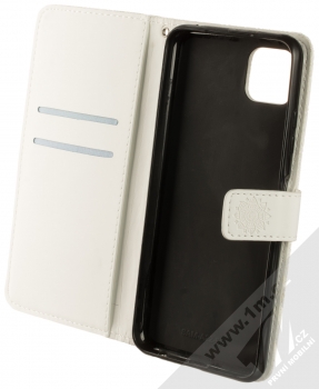 1Mcz Velvety GlypticaN Mandala mřížka 1 Book flipové pouzdro pro Samsung Galaxy A22 5G bílá (white) otevřené