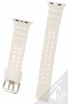 1Mcz Waves silikonový řemínek pro Apple Watch 42mm, Watch 44mm, Watch 45mm, Watch Ultra 49mm bílá (white) zezadu