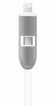 4smarts MultiCord nabíječka do auta s microUSB konektorem, Apple Lightning konektorem a USB výstupem 2,4A pro mobilní telefon, mobil, smartphone, tabl bílá (white)