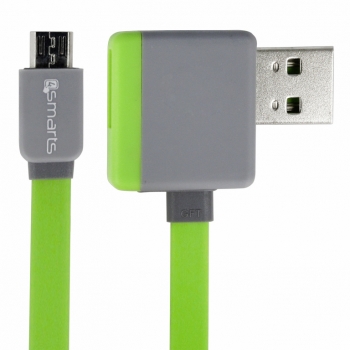 4smarts StackWire plochý USB kabel s microUSB konektorem a druhým USB portem pro mobilní telefon, mobil, smartphone zelená (green) - konektory
