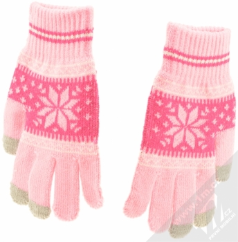 Aligator Touch Gloves Nordic pletené rukavice s motivem pro kapacitní dotykový displej růžová (pink) zezadu (dlaň ruky)