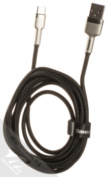 Baseus Cafule Metal Cable opletený USB kabel délky 2 metry s USB Type-C konektorem (CATJK-B01) stříbrná černá (silver black) komplet