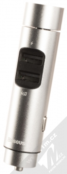 Baseus CCNLZ-0S nabíječka do auta s 2x USB výstupy 3.1A a FM Transmitterem stříbrná (silver)