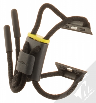 Baseus Lockable Rope Strap sportovní provázkový řemínek pro Apple Watch 38mm, Watch 40mm, Watch 41mm (LBAPWA4-AGY) šedá žlutá (grey yellow) zezadu