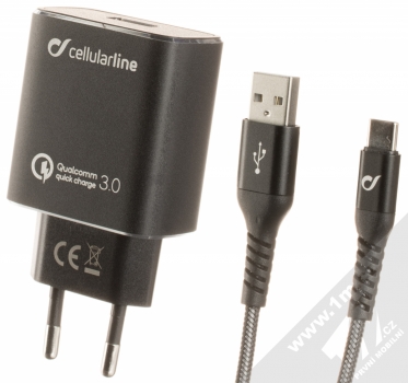 CellularLine Extreme Charger Kit 18W nabíječka do sítě s USB výstupem a odolný USB kabel s USB Type-C konektorem černá (black)