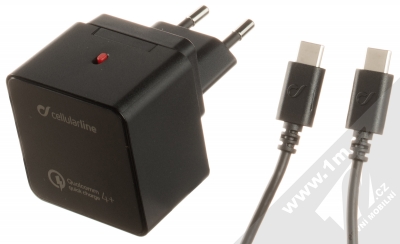 Cellularline Type-C Charger Kit PD 30W nabíječka do sítě s USB Type-C výstupem, rychlým nabíjením Qualcomm Quick Charge 4+ a USB kabel s USB Type-C konektorem černá (black)