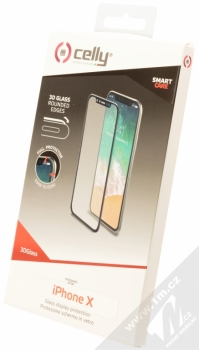 Celly 3D Glass ochranné tvrzené sklo na kompletní displej pro Apple iPhone X černá (black) krabička