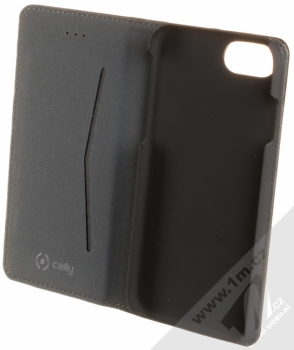 Celly Ghost Wally flipové pouzdro podporující magnetické držáky pro Apple iPhone 7, iPhone 8 černá (black) otevřené